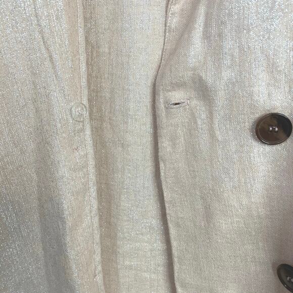 Amadi Kaye Linen Blend Metallic Oversized Unstructured Blazer Jacket Anthro XS - Picture 8 of 15